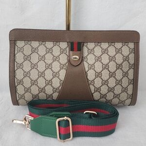 Auth Gucci Sherry Line Clutch to Crossbody